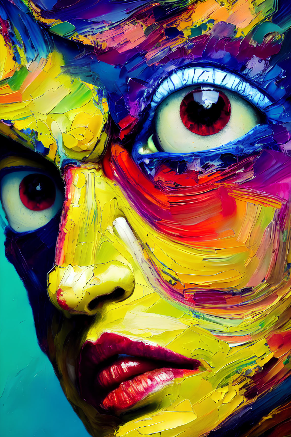 Vivid Abstract Face Painting with Colorful Hues