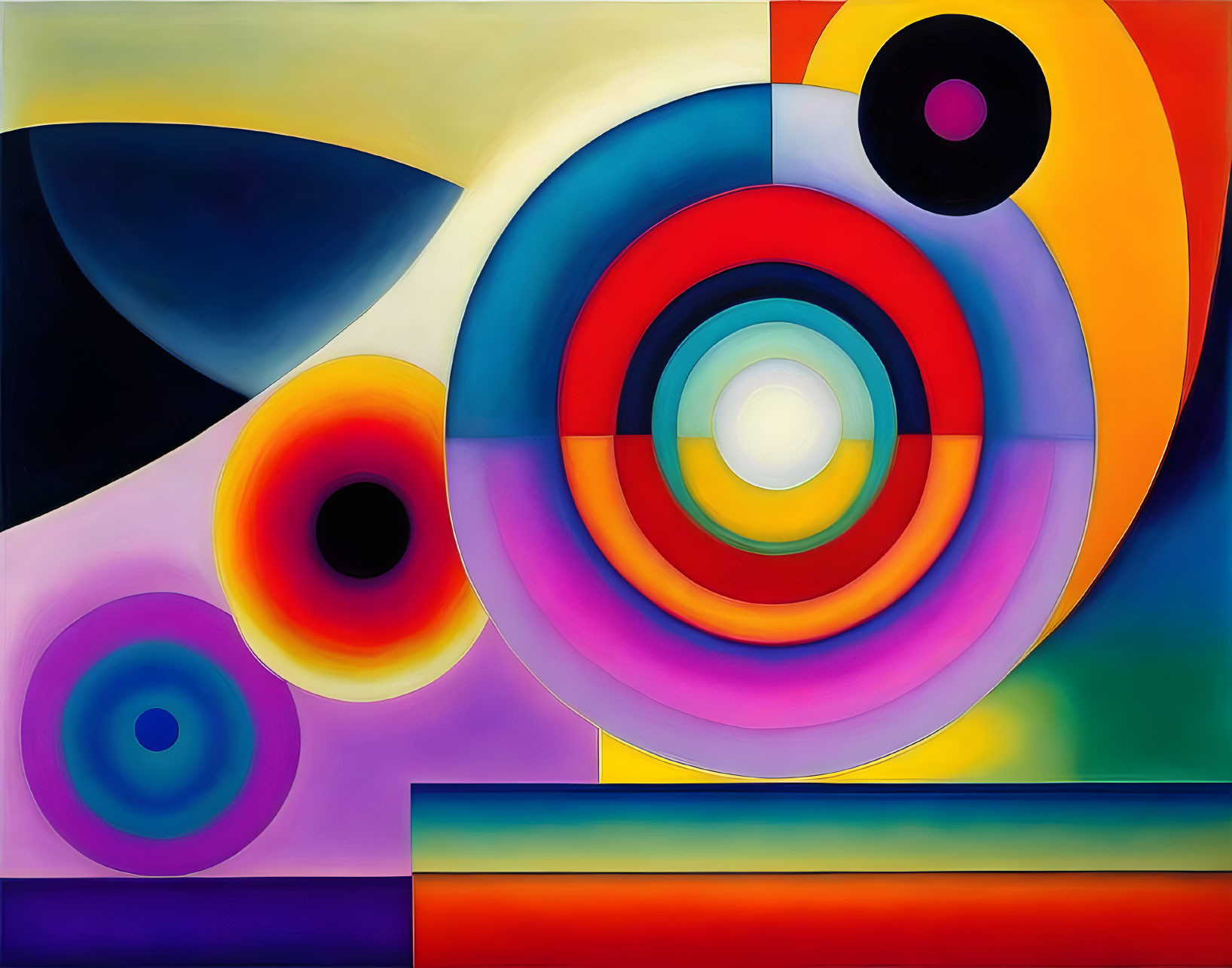 Vibrant Abstract Art with Geometric Shapes and Circles