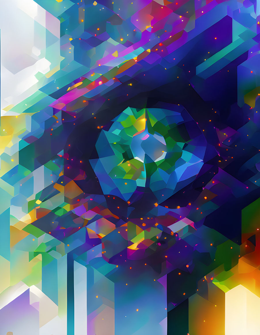 Vibrant geometric shapes in abstract digital art