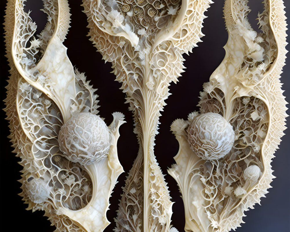 Detailed Ivory Carving with Symmetrical Organic Design