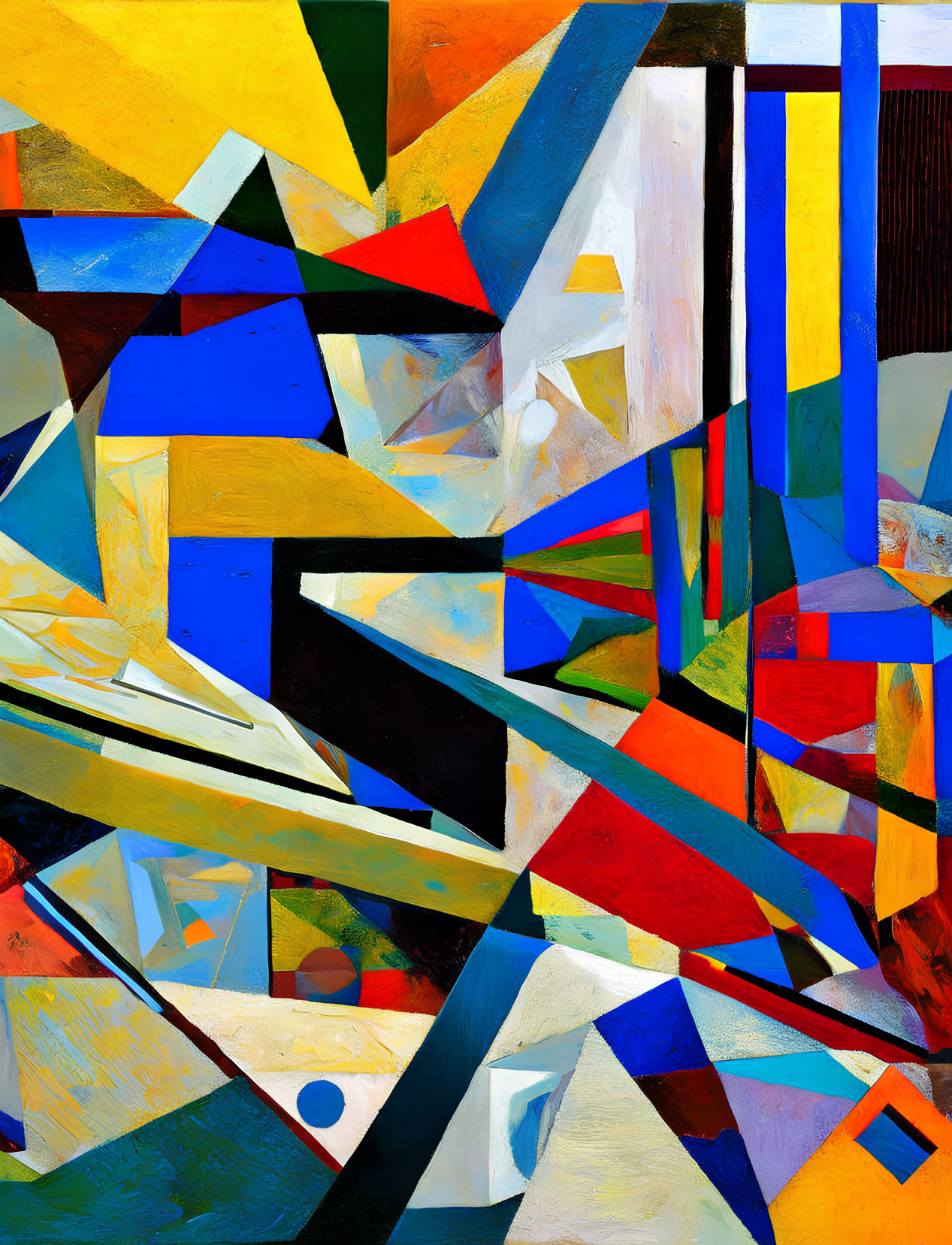 Colorful Abstract Geometric Painting with Various Shapes