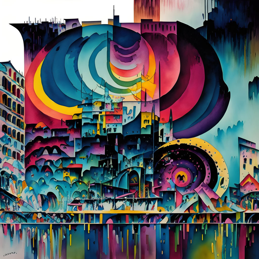 Colorful Abstract Urban Street Art with Swirling Patterns