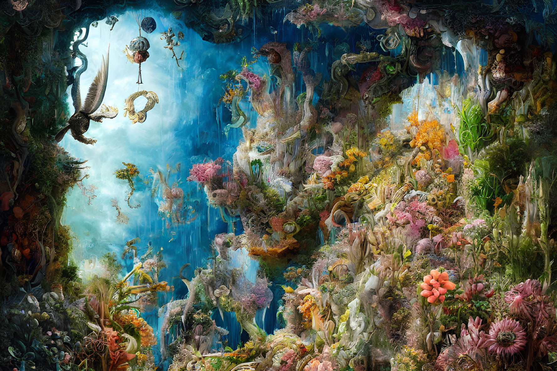 Colorful Coral Reef with Diverse Marine Life and Enchanted Forest Vibe