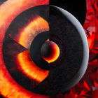 Digital Artwork: Split Design with Fiery and Space Themes