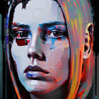 Colorful Abstract Digital Portrait of Female with Glossy Finish