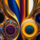 Colorful Abstract Swirling Patterns in Blues, Oranges, and Yellows