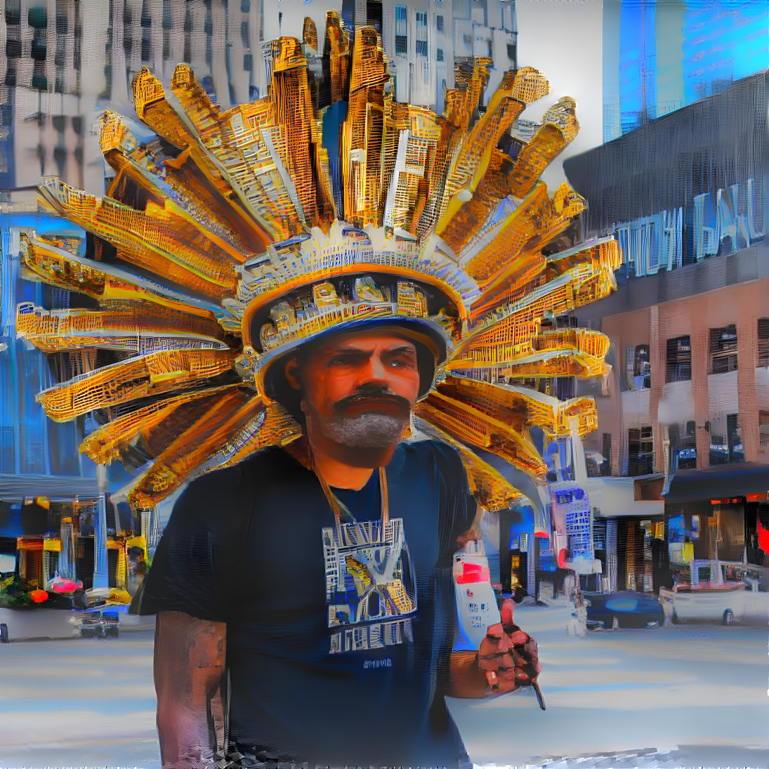 World's biggest  hats:  skyline head-dress