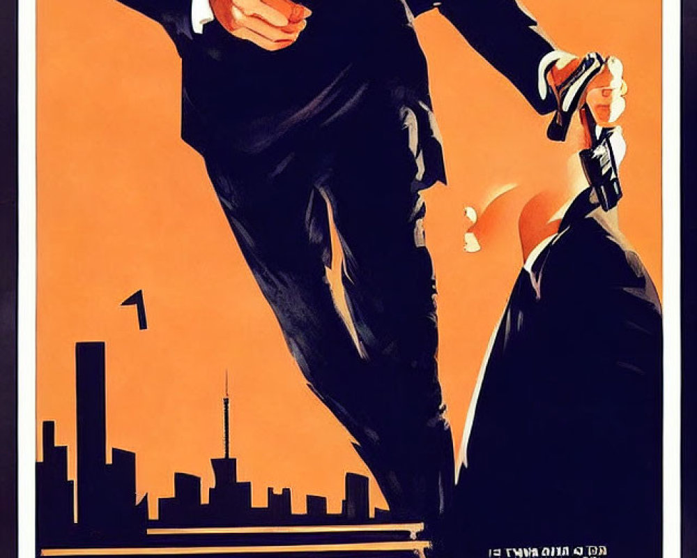 Vintage Poster: Stylized Man in Tuxedo Adjusting Cufflink with Bold "TIME