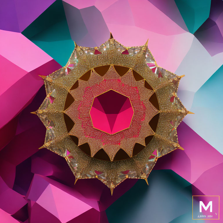 Colorful Abstract Image with Symmetrical Kaleidoscopic Structure