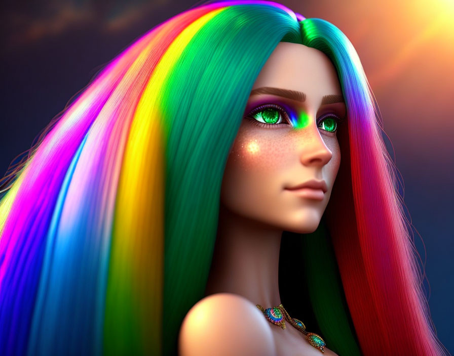 Character with Multicolored Hair and Ethereal Look