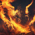 Regal figure in fiery backdrop painting