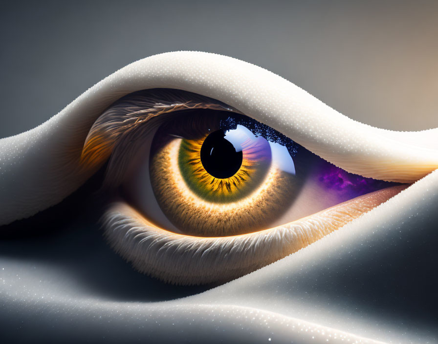 Vivid close-up human eye with colorful digital manipulation