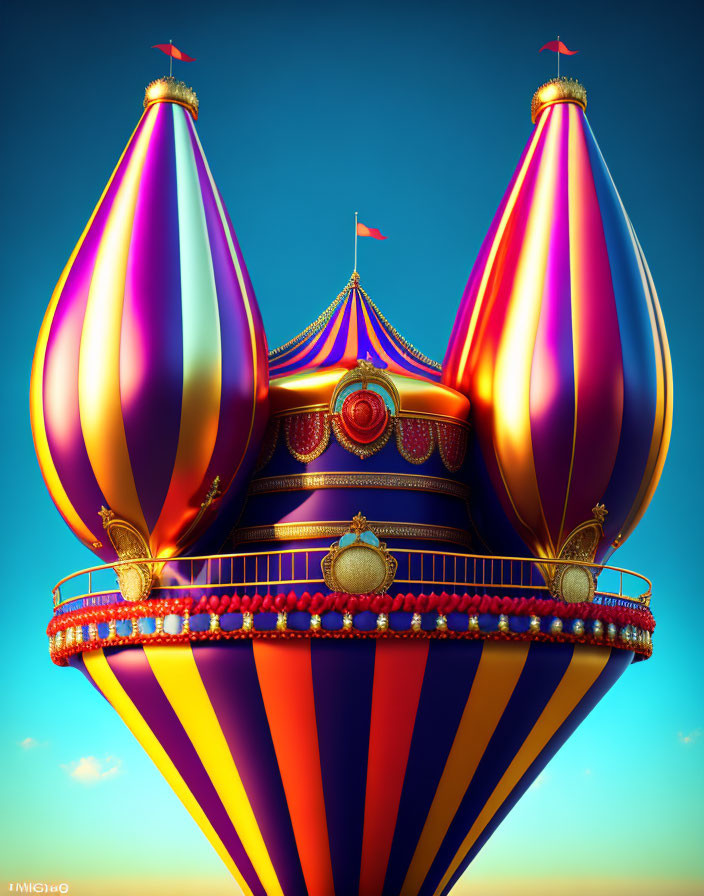 Colorful Hot Air Balloon Resembling Floating Palace