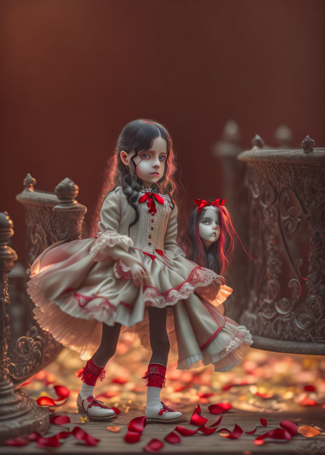 Intricately Designed Dolls in Whimsical Atmosphere