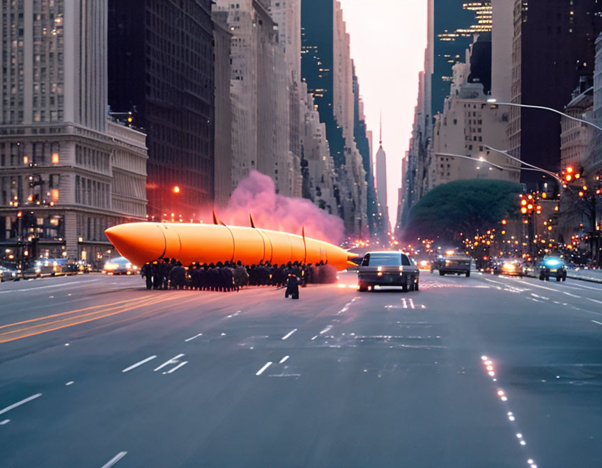 Alien ship lands on 5th Avenue.