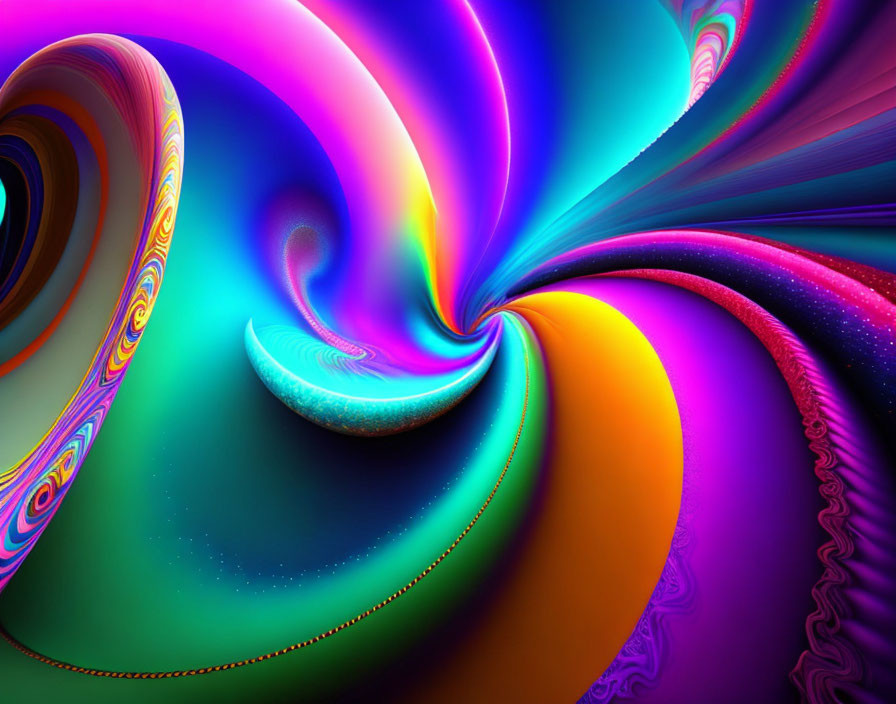 Colorful Fractal Image with Swirling Patterns in Purple, Blue, and Orange