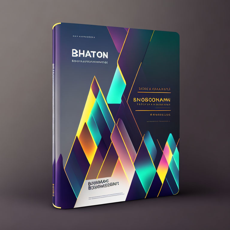 Vibrant geometric abstract book cover design in 3D render