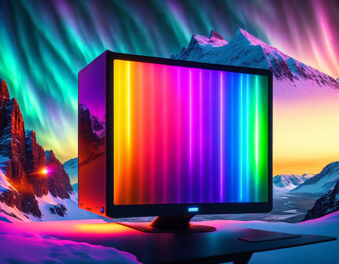 Rainbow Computer with Mountains