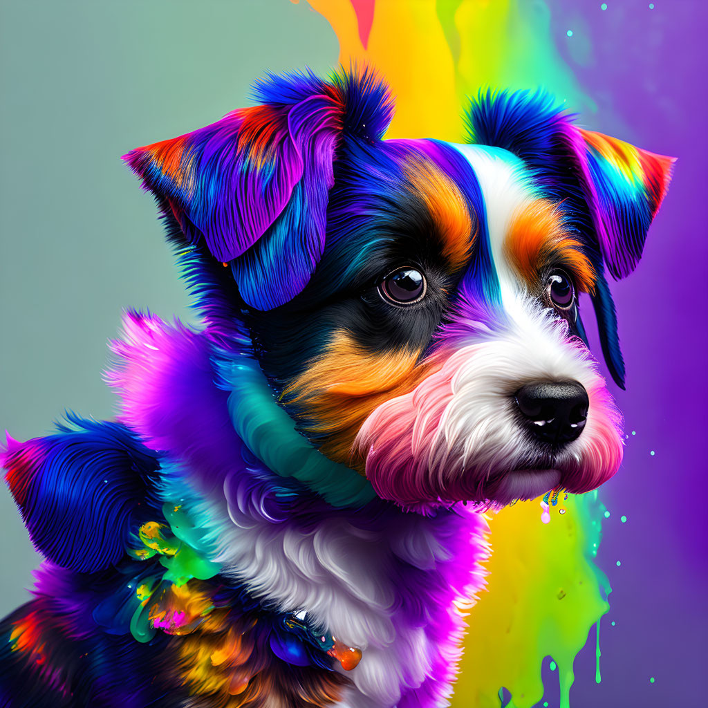 Colorful Dog Artwork on Gradient Background