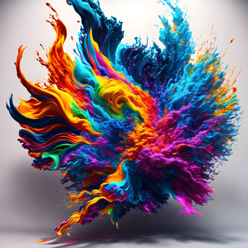 Colorful Liquid Splashes in Dynamic Swirling Motion