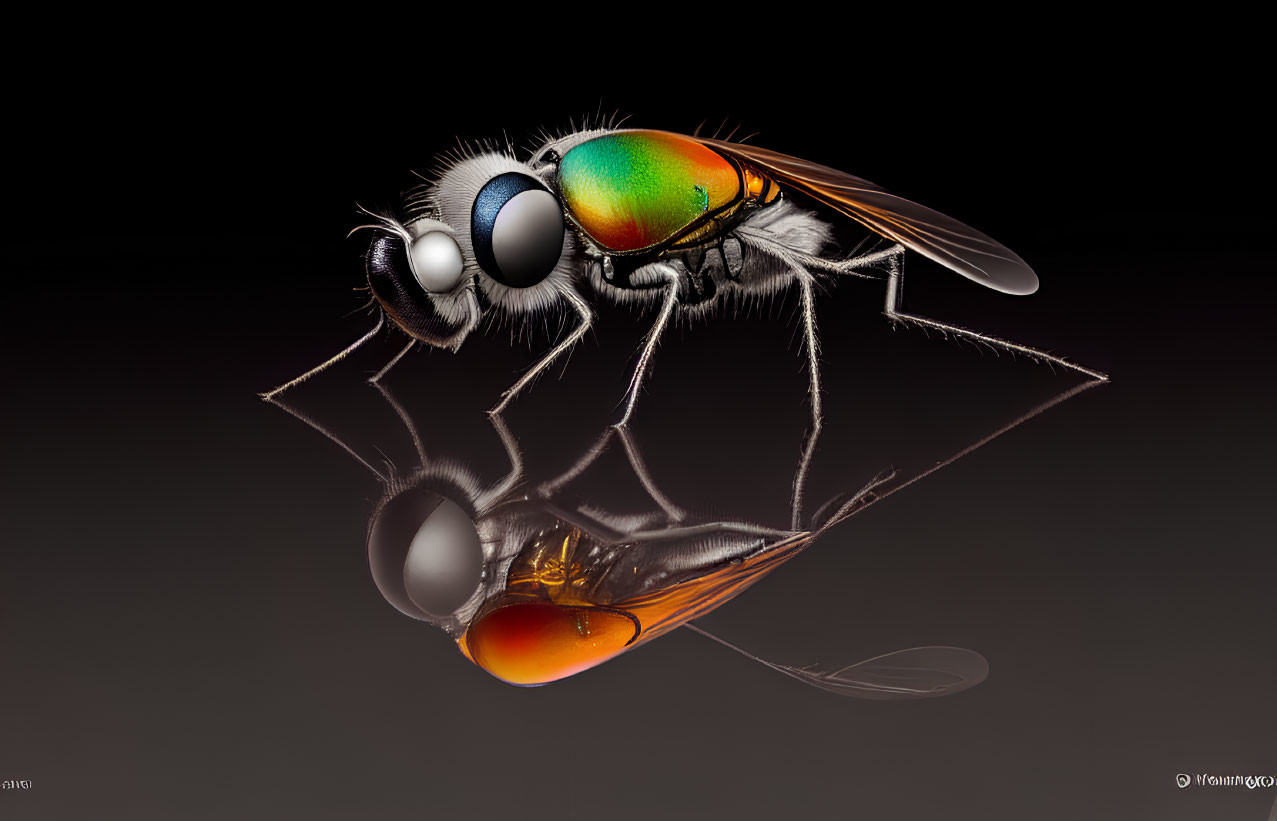 Detailed Realistic Digital Illustration of Iridescent Fly