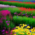 Colorful Flower Rows Form Striking Garden Pattern