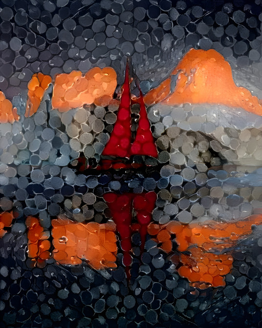 fat Pointillist sailboat