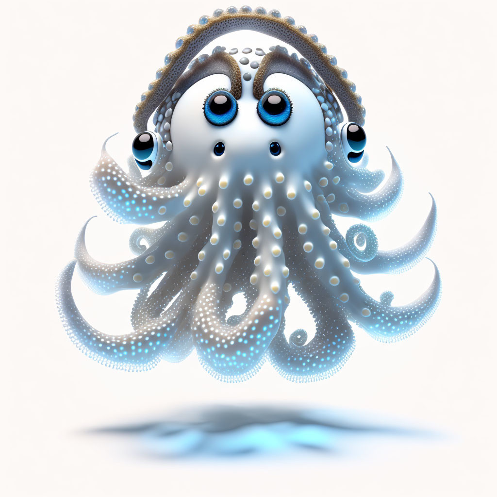 Stylized octopus character with expressive eyes on light background