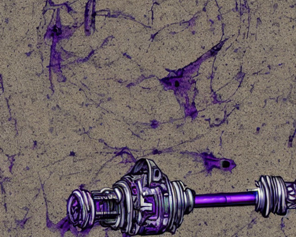 Detailed Purple Mechanical Object Illustration on Textured Background