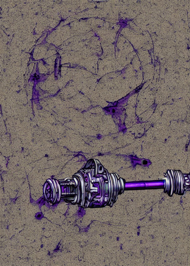 Detailed Purple Mechanical Object Illustration on Textured Background