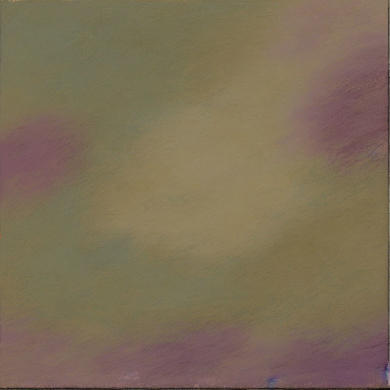 Muted Yellow and Green Abstract Painting with Purple Accents