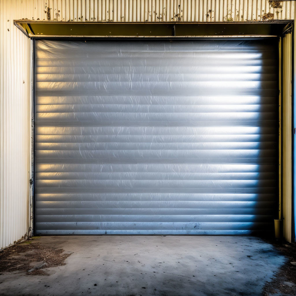 Smooth Metallic Roller Shutter Door Reflecting Light Gradient