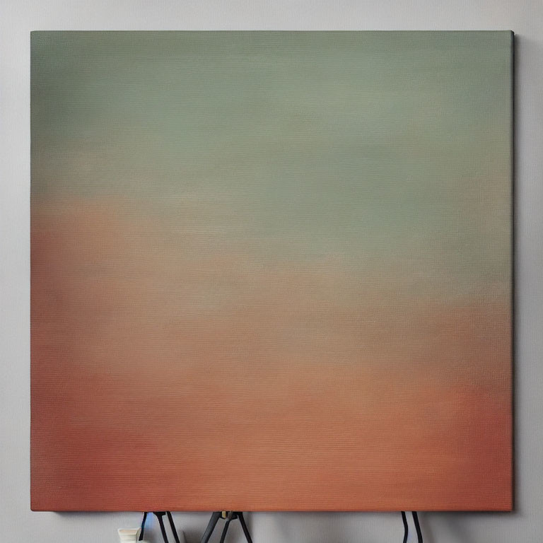 Abstract painting: Gradient from green to orange on black easel