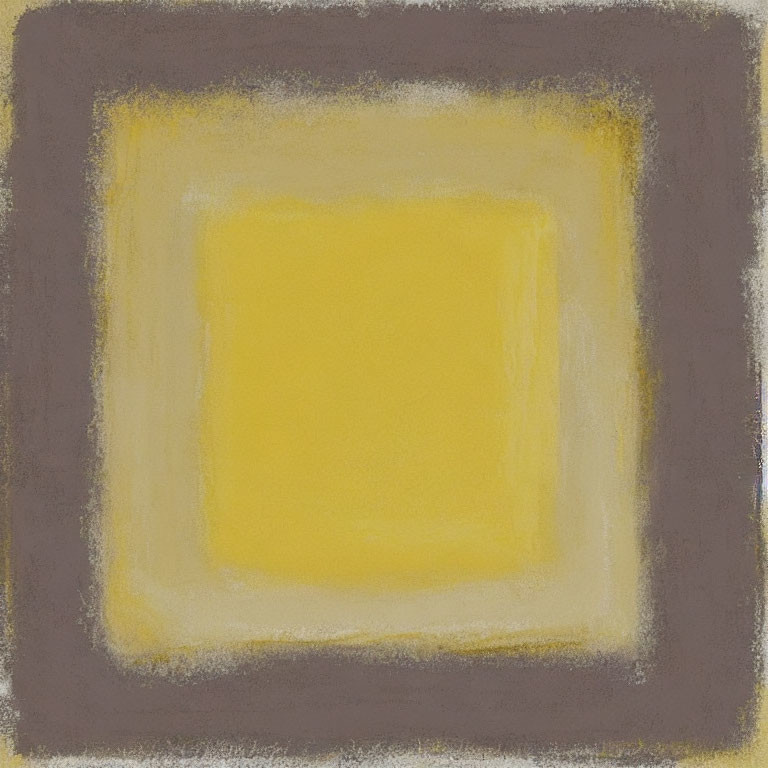 Abstract painting with concentric squares in yellow, beige, and brown shades