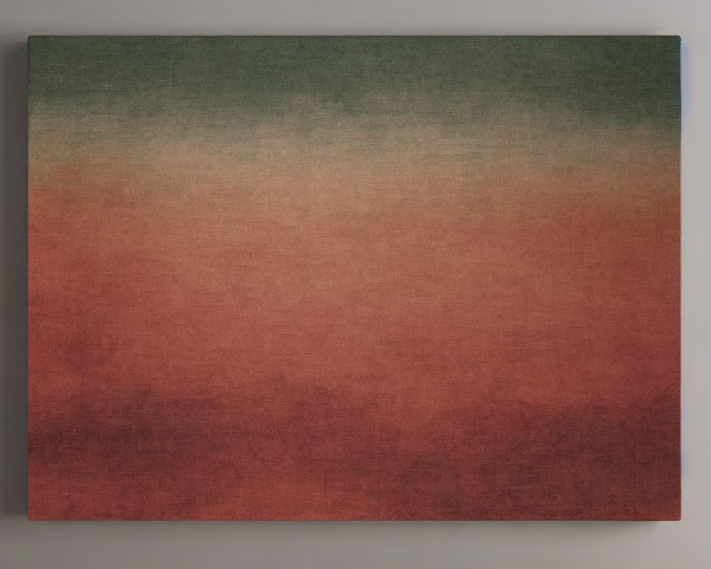 Dark Green to Deep Red Gradient Abstract Painting on Wall above Wooden Floor