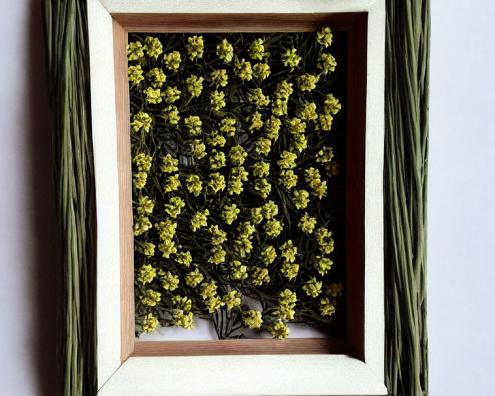 Botanical 3D Artwork with Green Foliage and Yellow Flowers