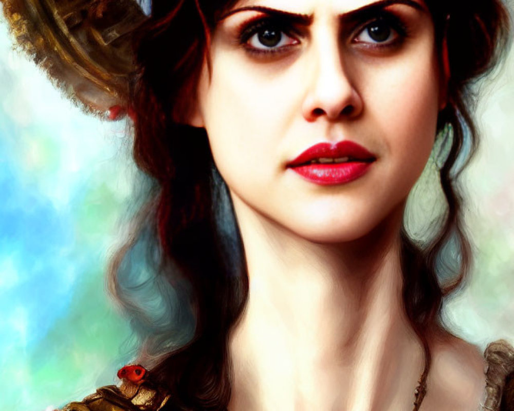 Detailed digital portrait of a woman in medieval-inspired costume