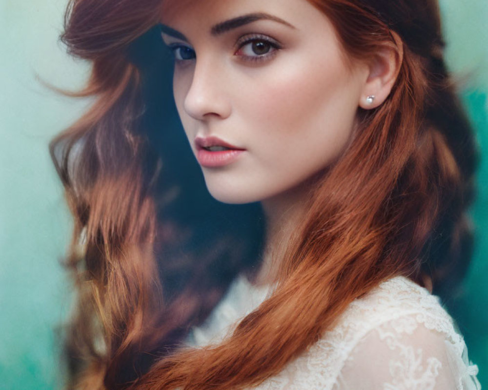 Portrait of a Woman with Auburn Hair and White Lace Garment