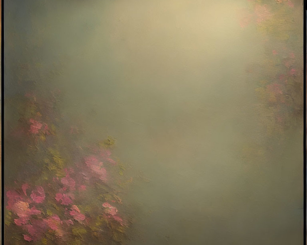 Gradient soft-focus image with pink flowers, resembling a textured painting