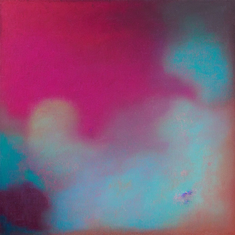 Abstract Painting in Pink, Blue, and Purple Hues