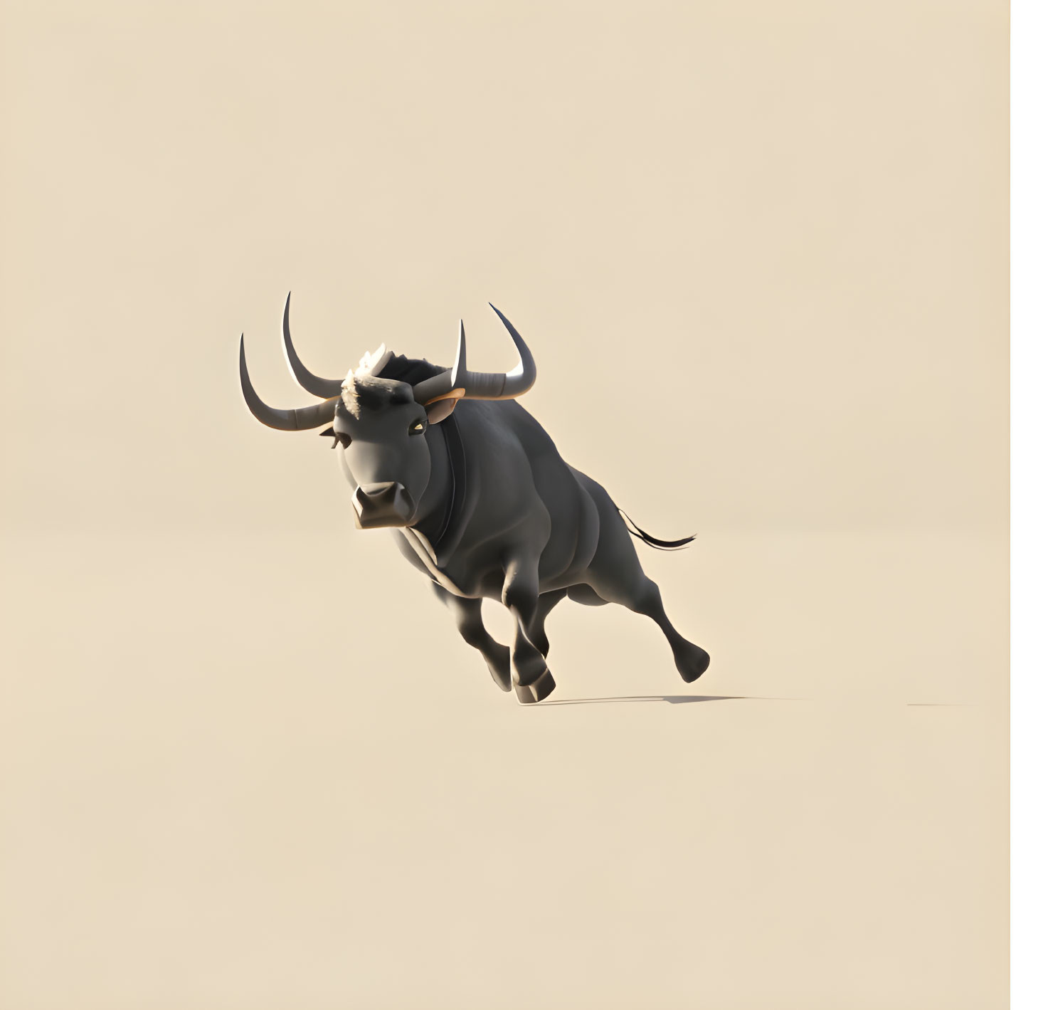 Silver Bull 3D Illustration in Charging Pose