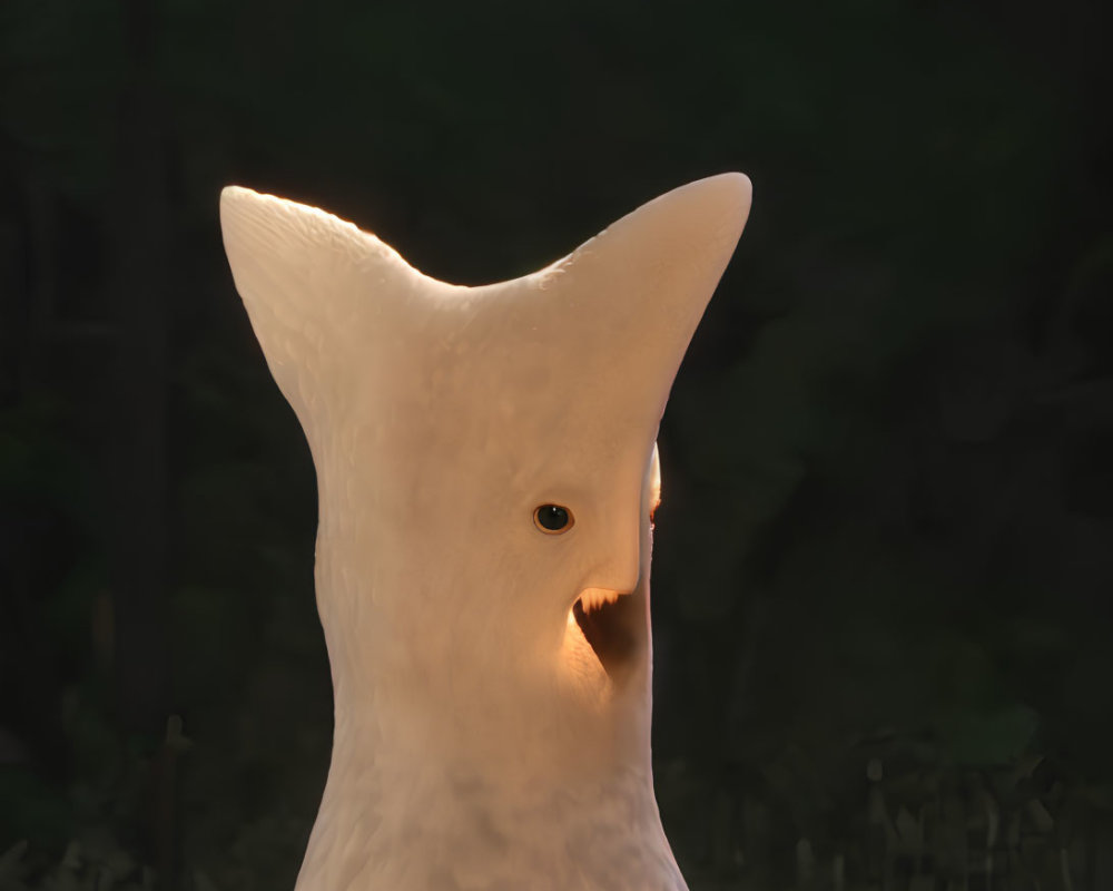 Unique White Sculpture with Single Eye in Illuminated Interior