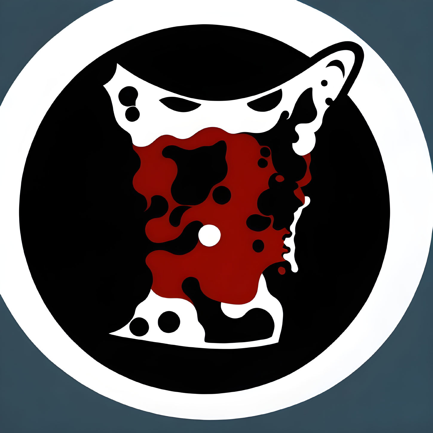 Cow Head Silhouette Graphic in Black and Red on Grey Background