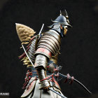 Detailed Samurai in Vibrant Armor with Katana Sword