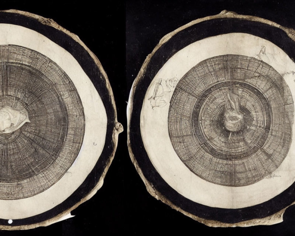 Ancient-Looking Diagrams on Circular Slabs with Intricate Patterns