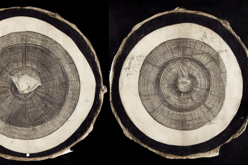 Ancient-Looking Diagrams on Circular Slabs with Intricate Patterns