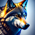 Colorful digital artwork: Fox head with jeweled adornments