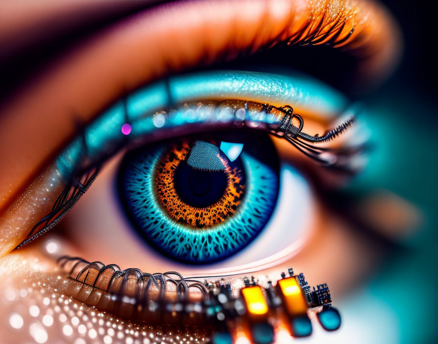 Detailed Close-Up of Human Eye with Vibrant Blue Iris