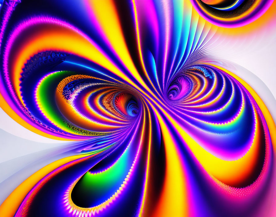 Colorful Abstract Fractal Art with Swirling Patterns and Butterfly Shape