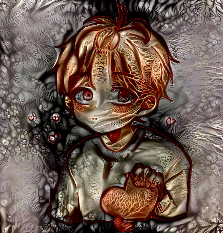 Boy with an hearth dreaming